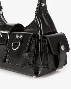 Sac Amelia small en cuir craquelé noir