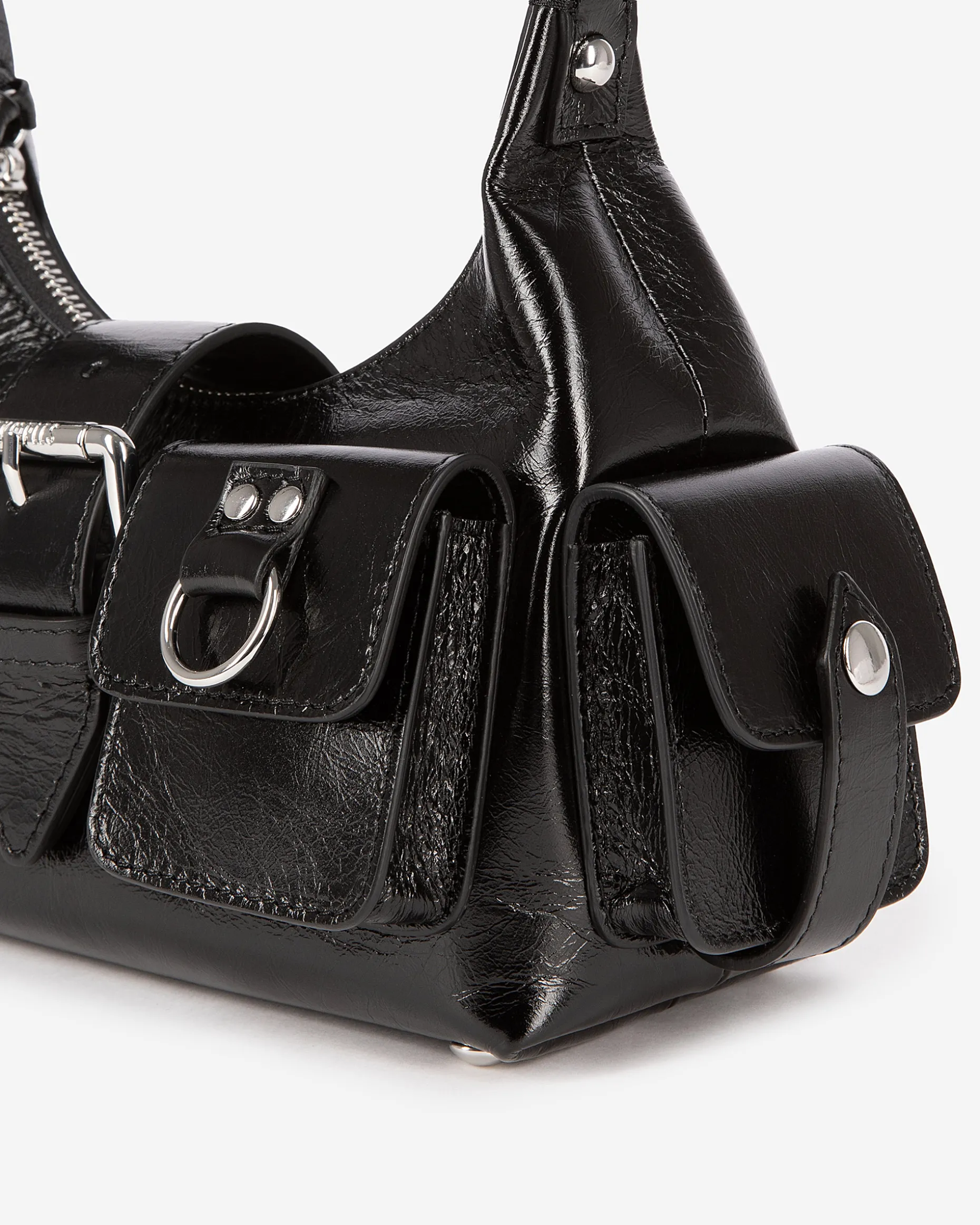 Sac Amelia small en cuir craquelé noir