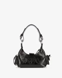 Sac Amelia small en cuir craquelé noir