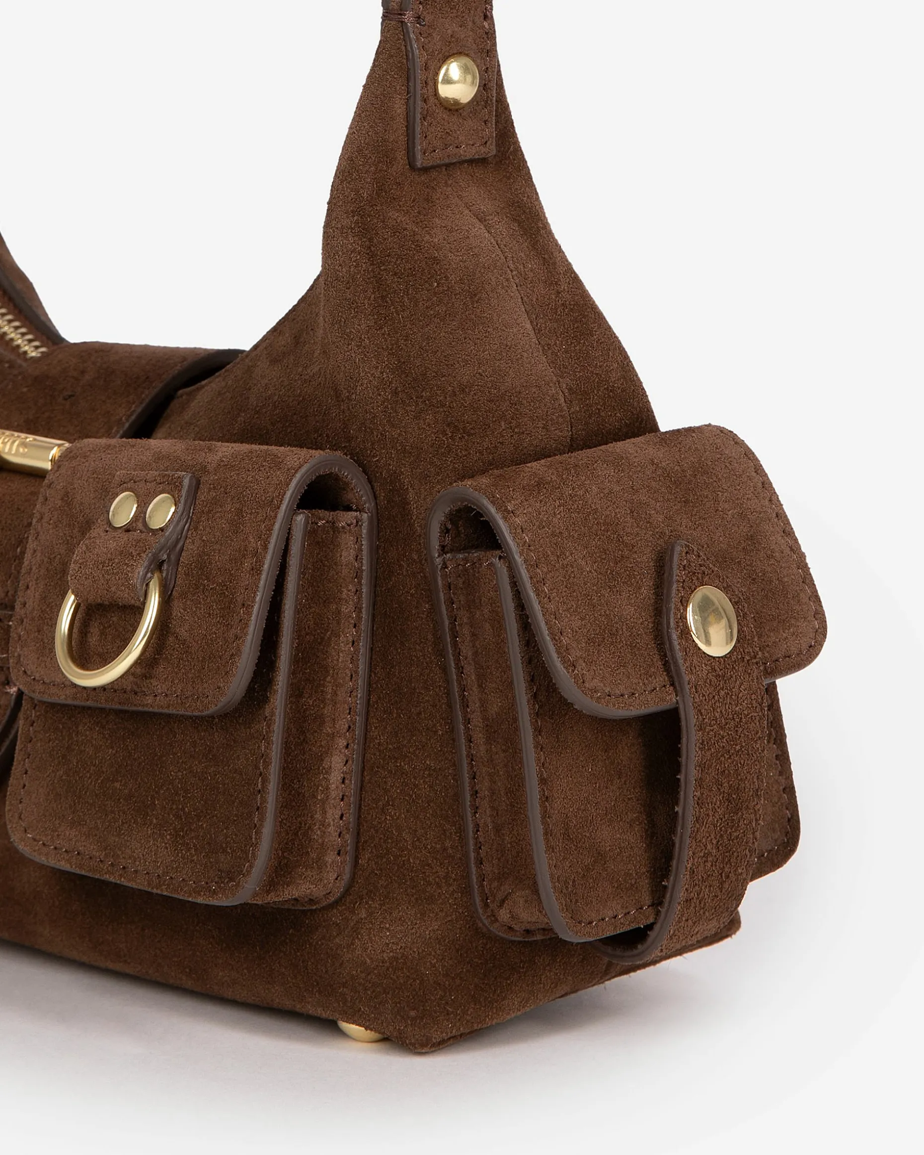 Sac Amelia small en cuir suède marron