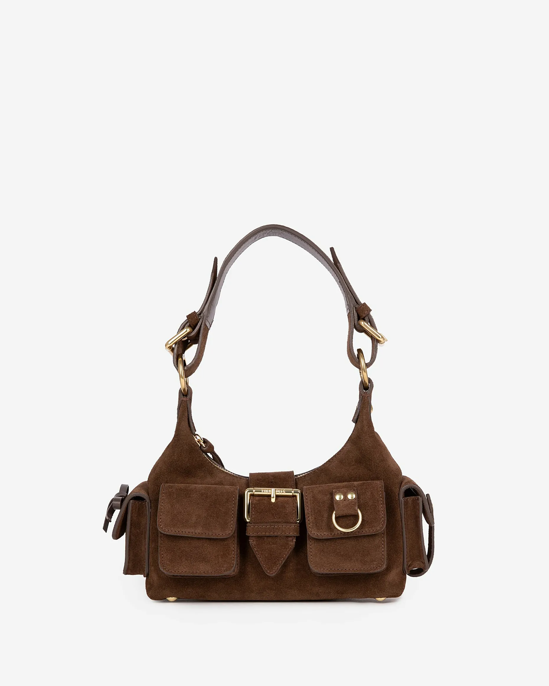 Sac Amelia small en cuir suède marron