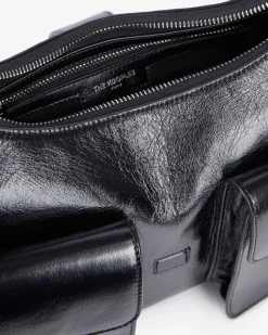 Sac Amelia XL en cuir craquelé noir