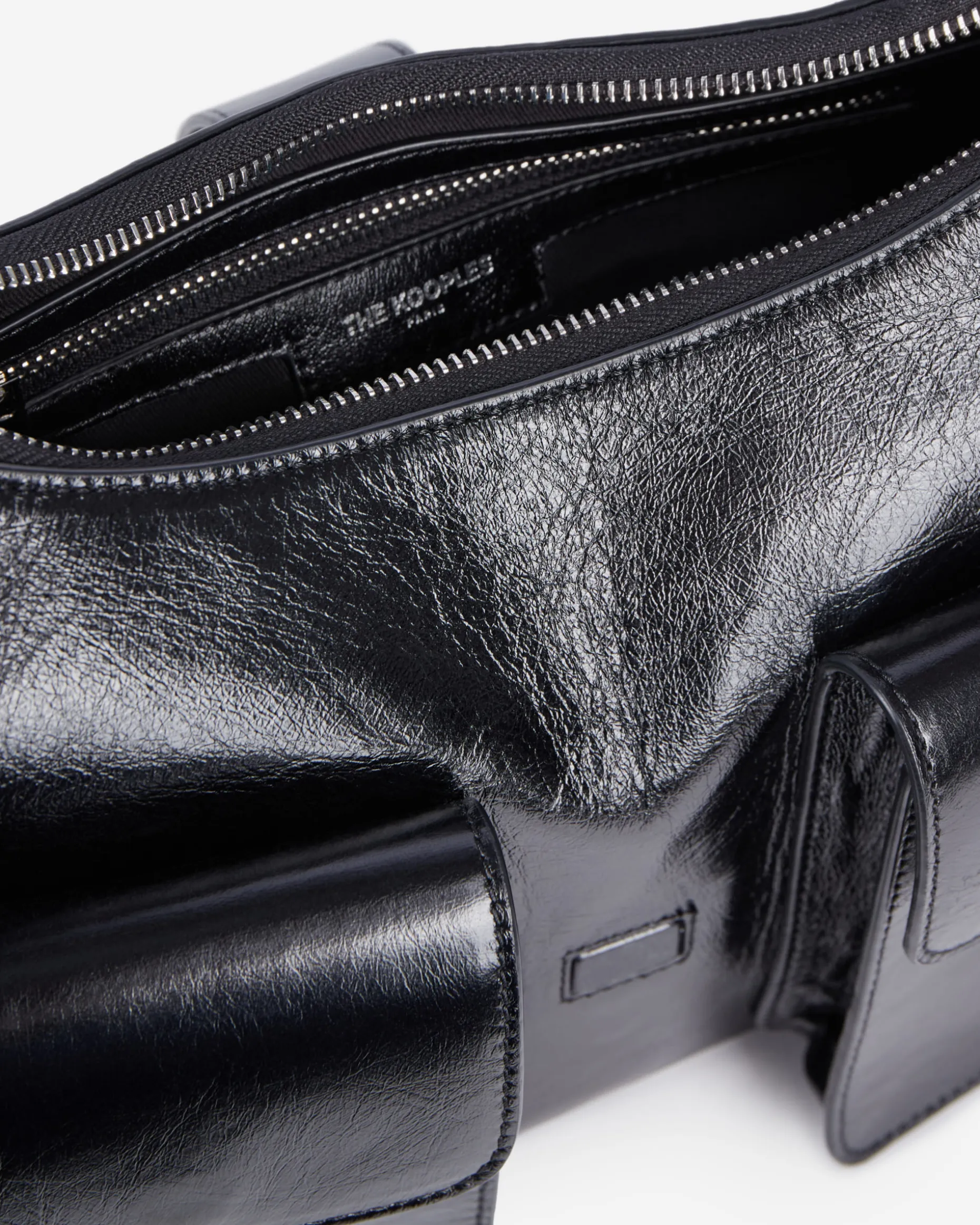 Sac Amelia XL en cuir craquelé noir
