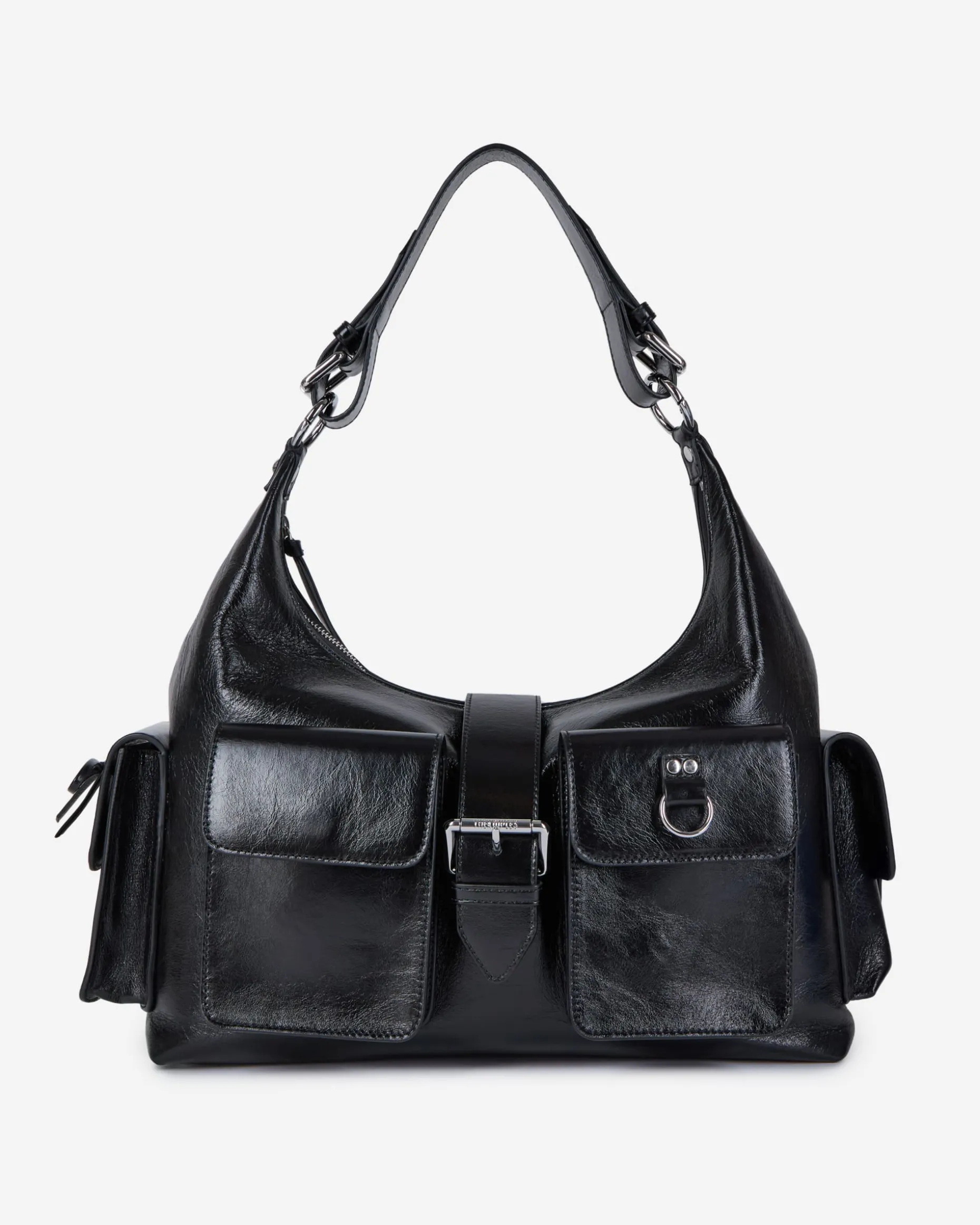 Sac Amelia XL en cuir craquelé noir
