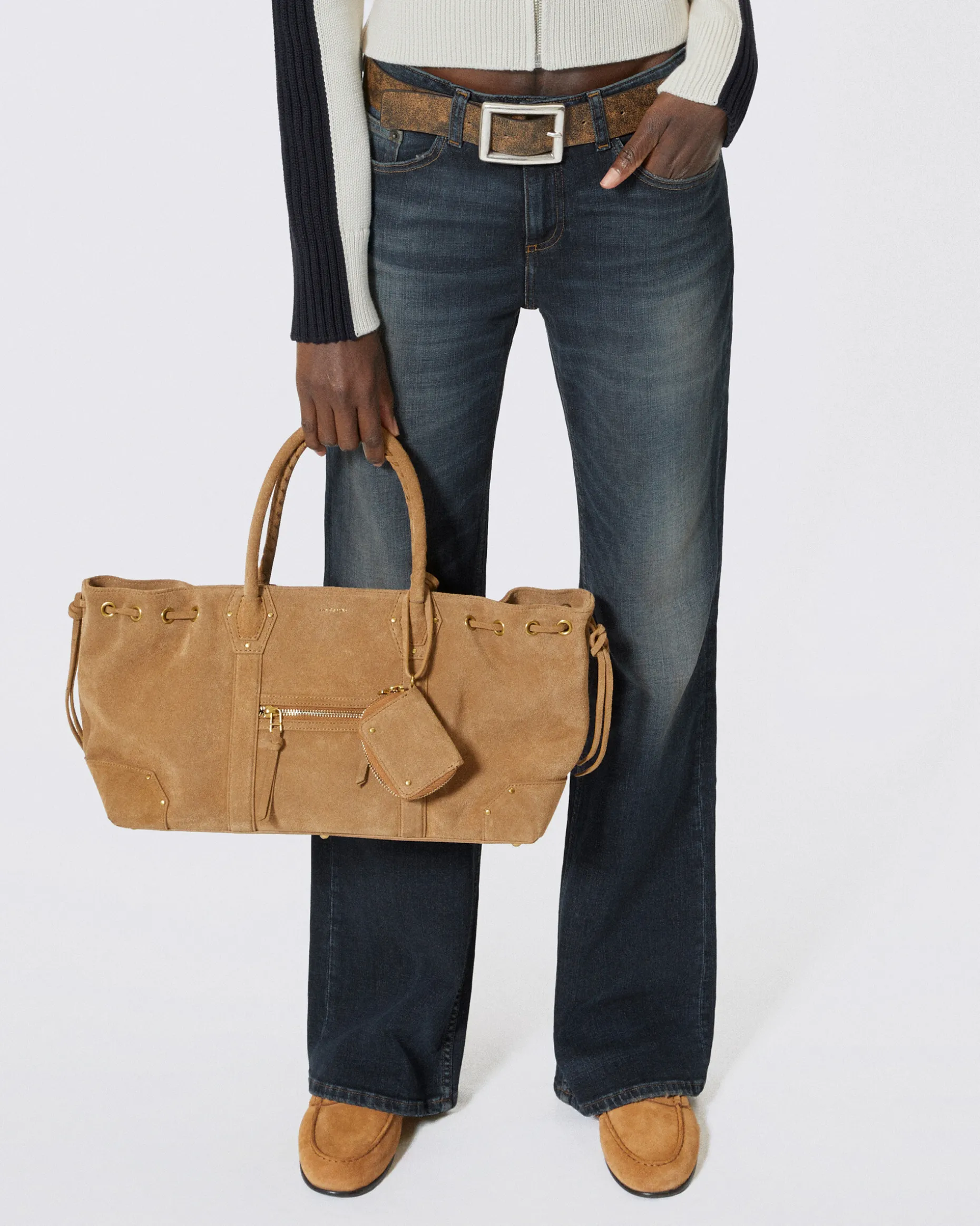 Sac cabas en suède marron