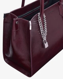 Sac cabas Ming L en cuir craquelé bordeaux