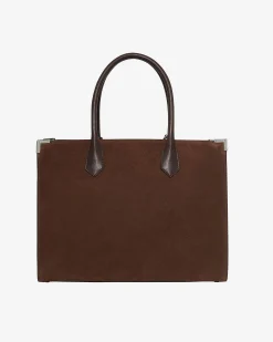 Sac cabas Ming L en suède marron