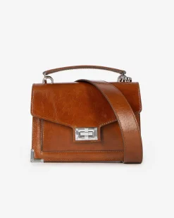 Sac Emily en cuir craquelé cognac