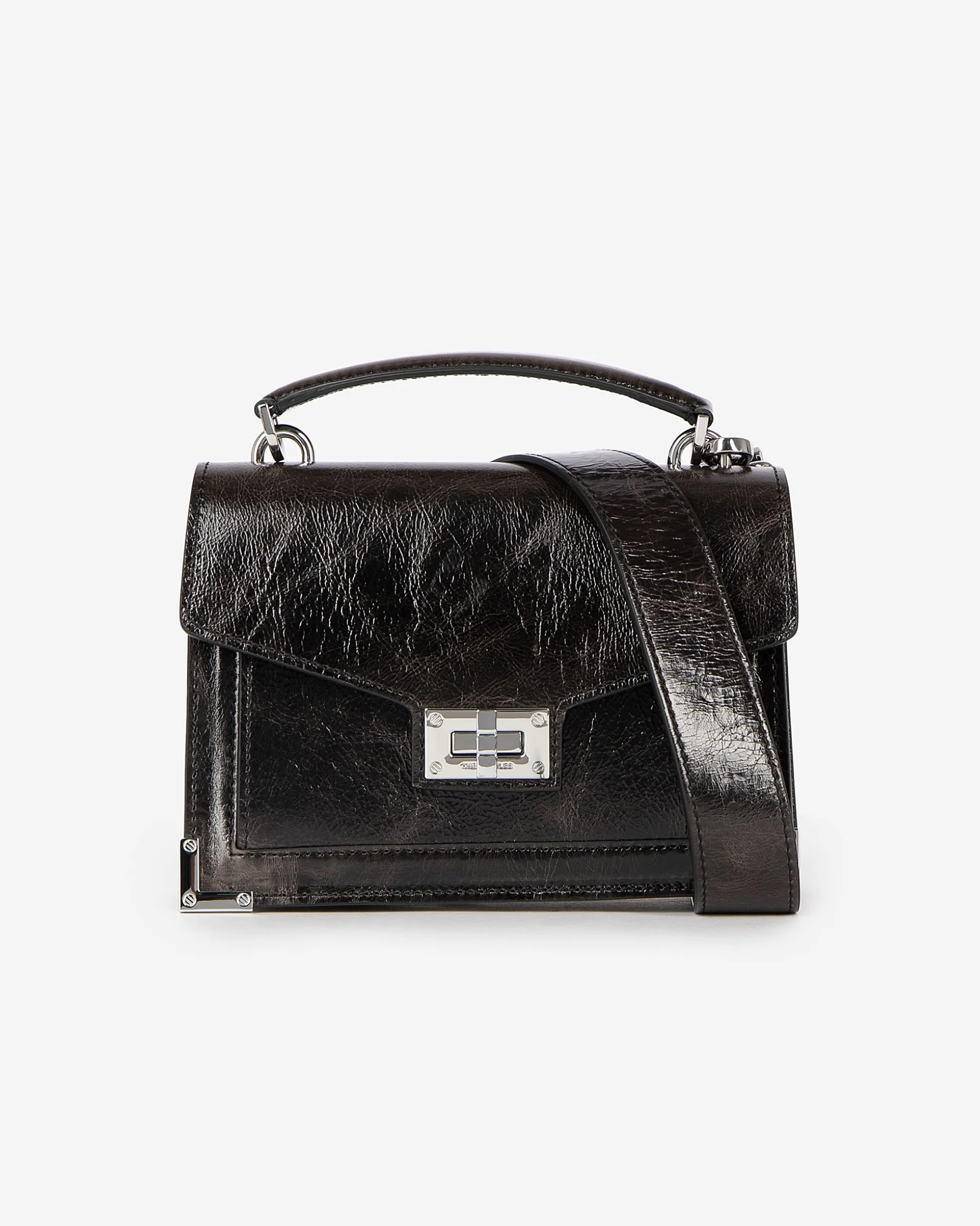 Sac Emily en cuir craquelé marron
