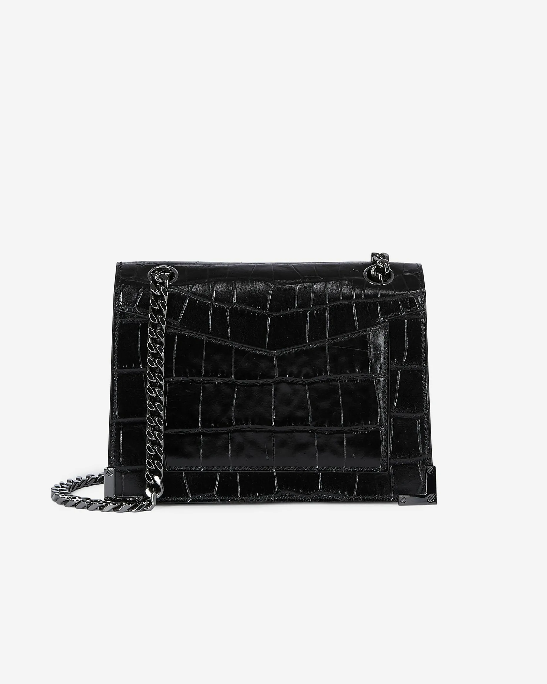Sac Emily small effet crocodile en cuir noir