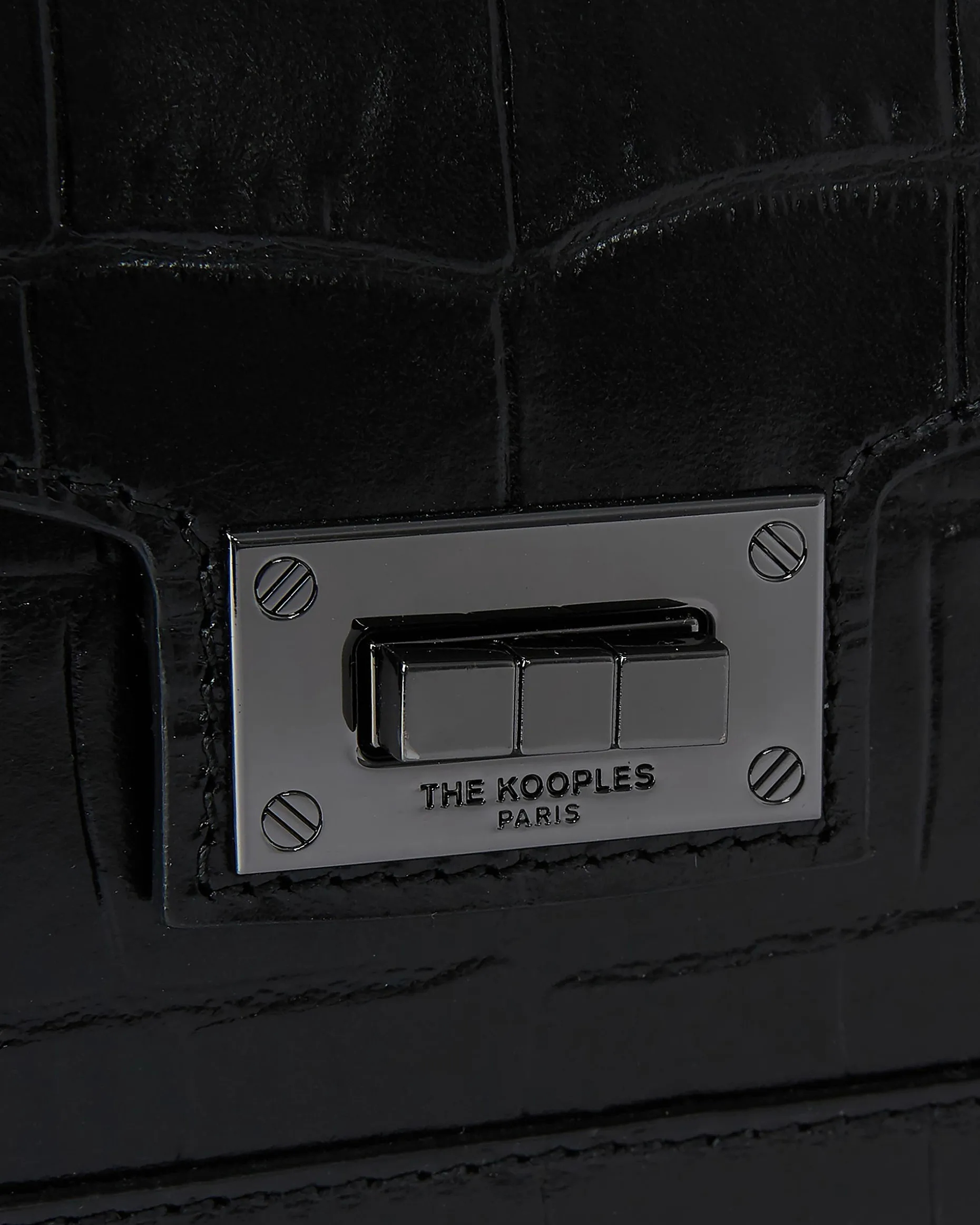 Sac Emily small effet crocodile en cuir noir
