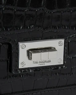 Sac Emily small effet crocodile en cuir noir