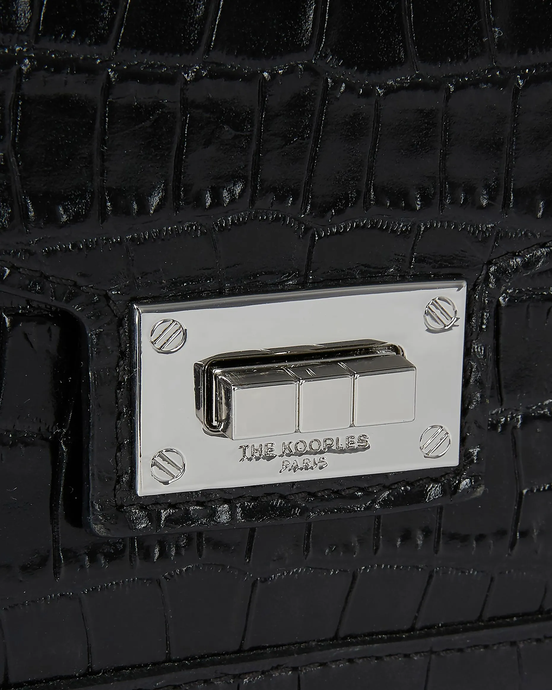 Sac Emily small effet crocodile en cuir noir