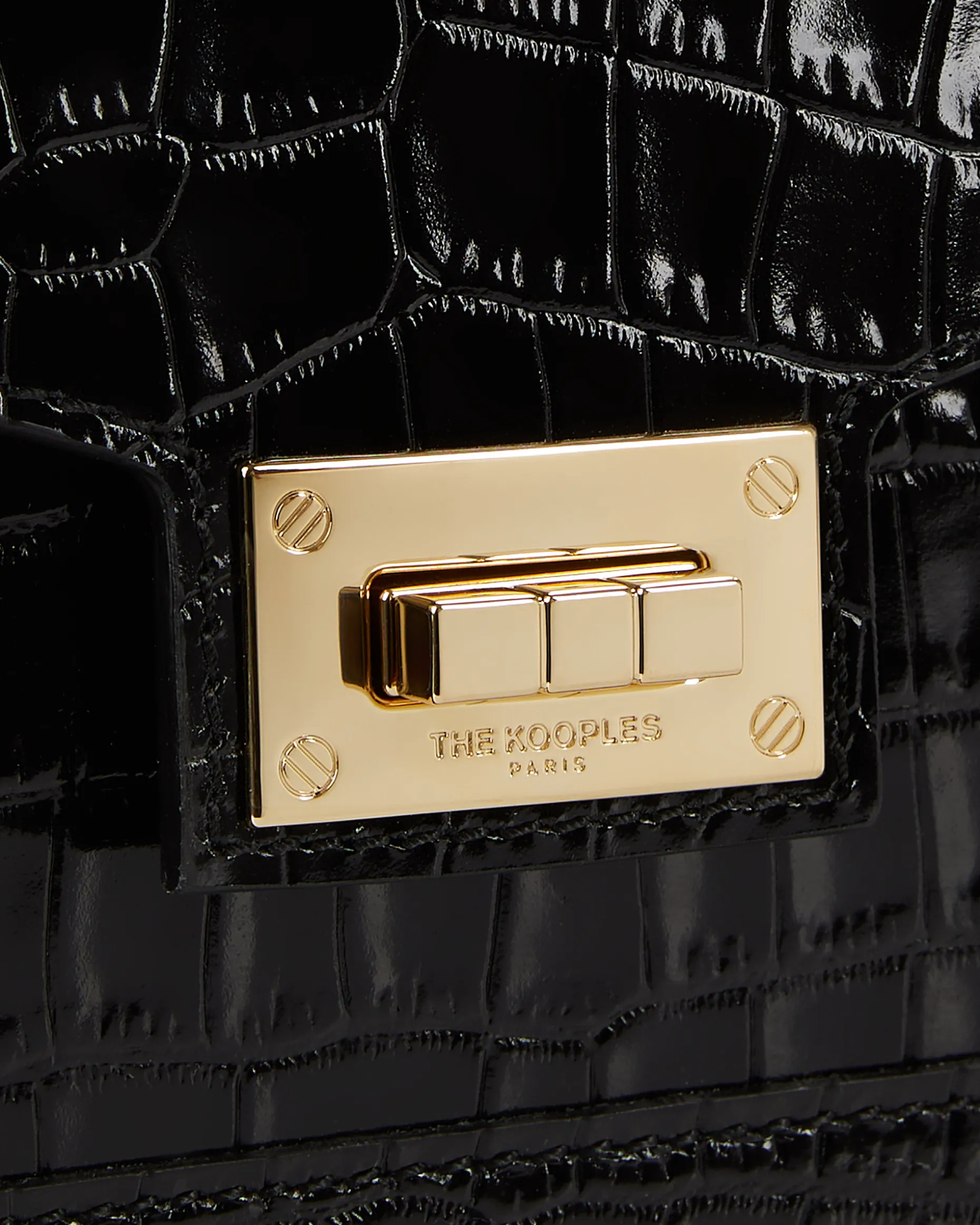 Sac Emily small effet crocodile en cuir noir
