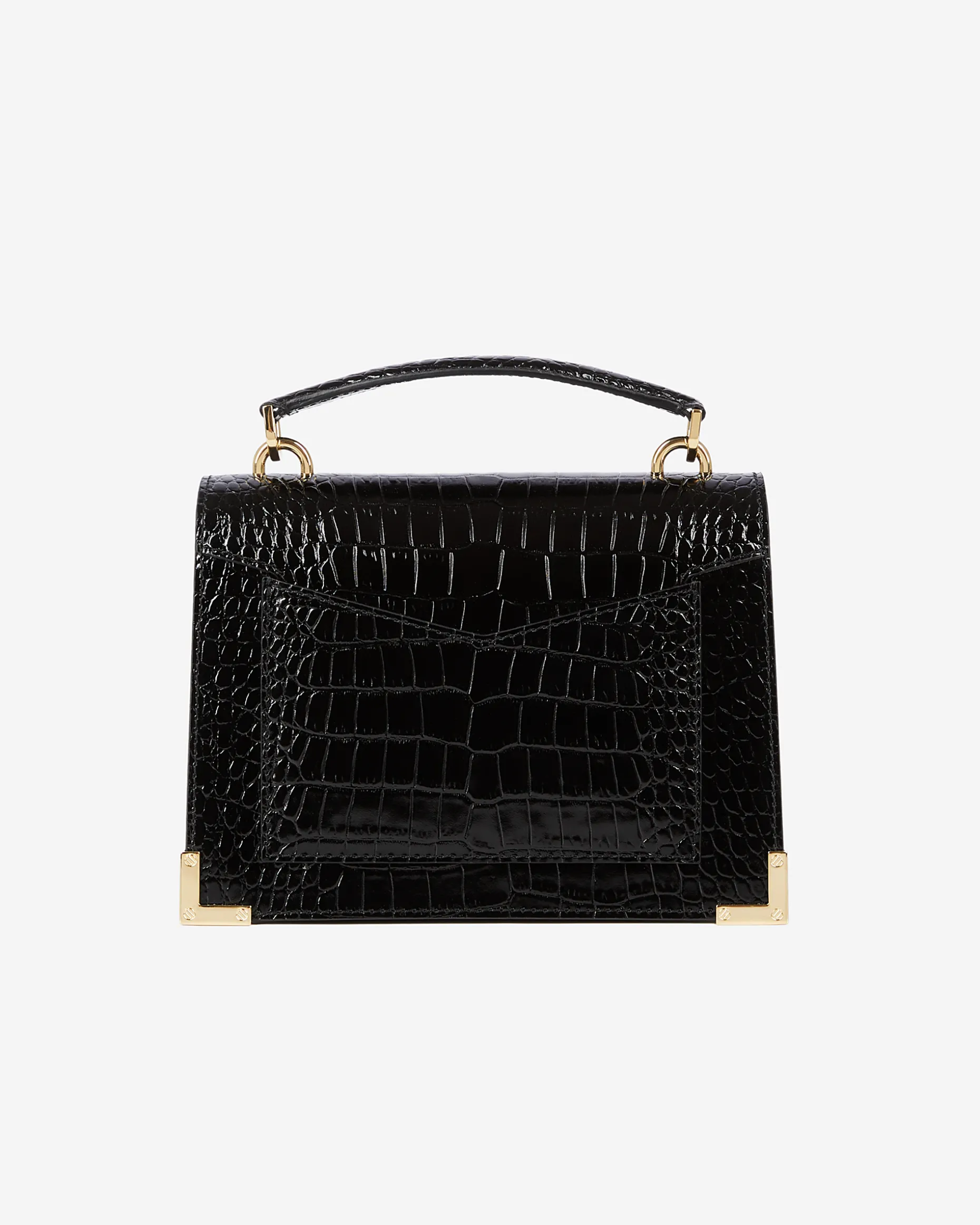 Sac Emily small effet crocodile en cuir noir