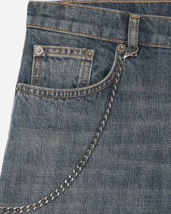 Short en denim avec chaîne bleu