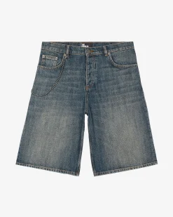 Short en denim avec chaîne bleu