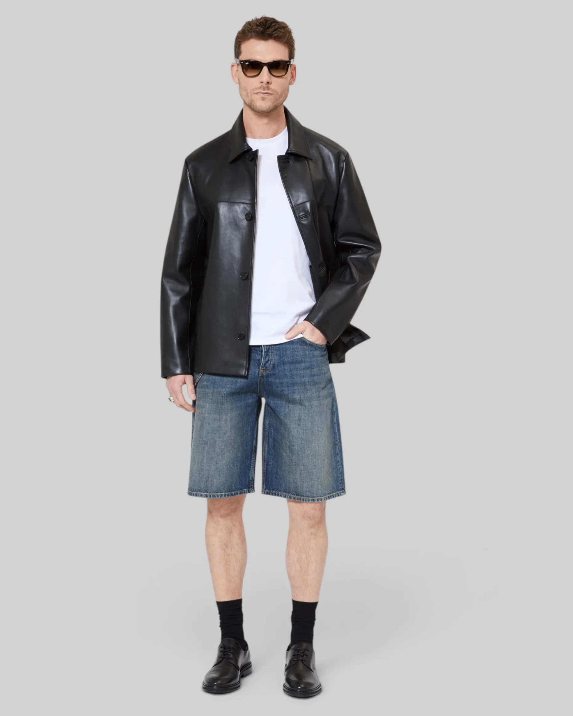Short en denim avec chaîne bleu
