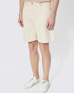 Short en denim à chevron écru