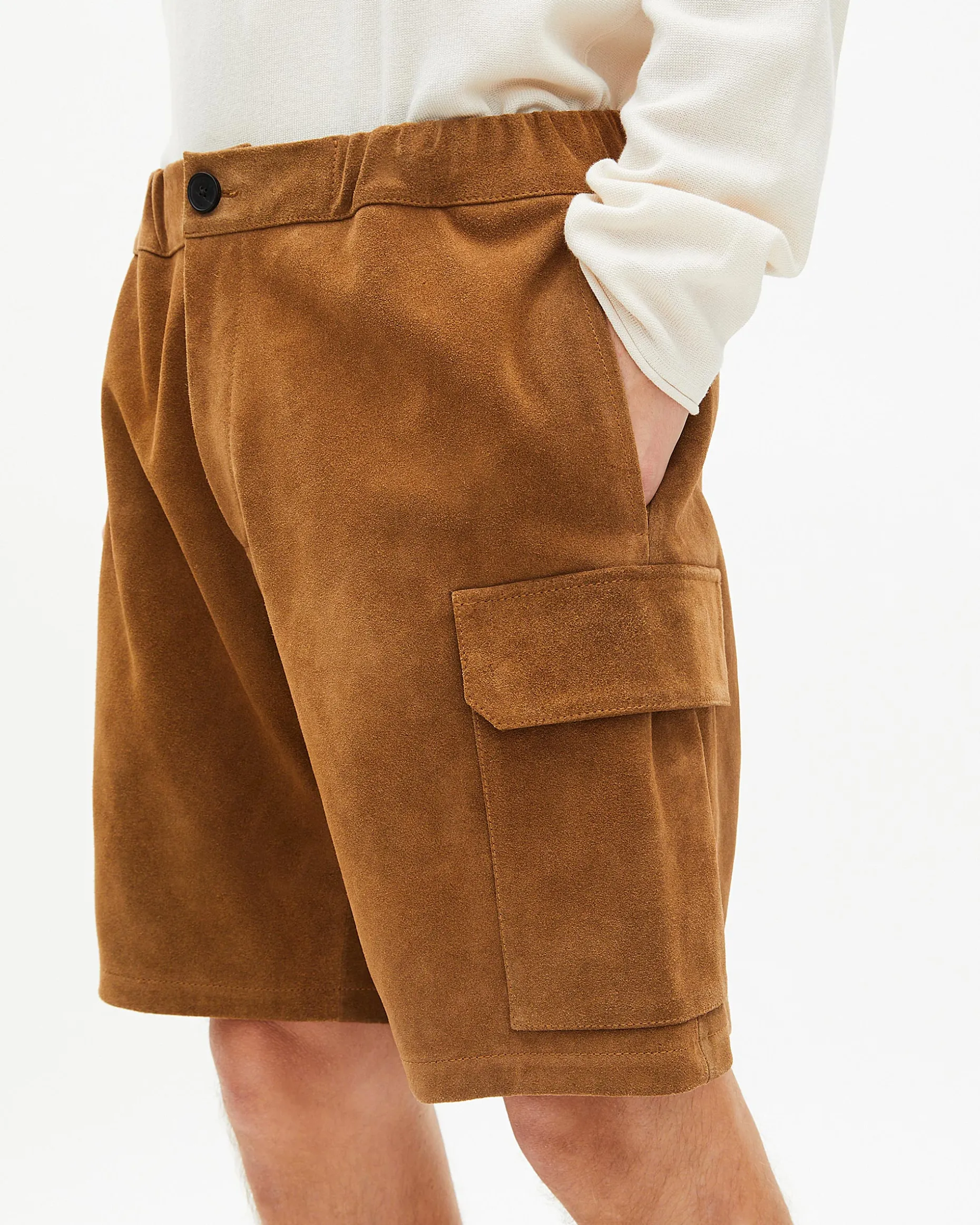 Short en suède camel