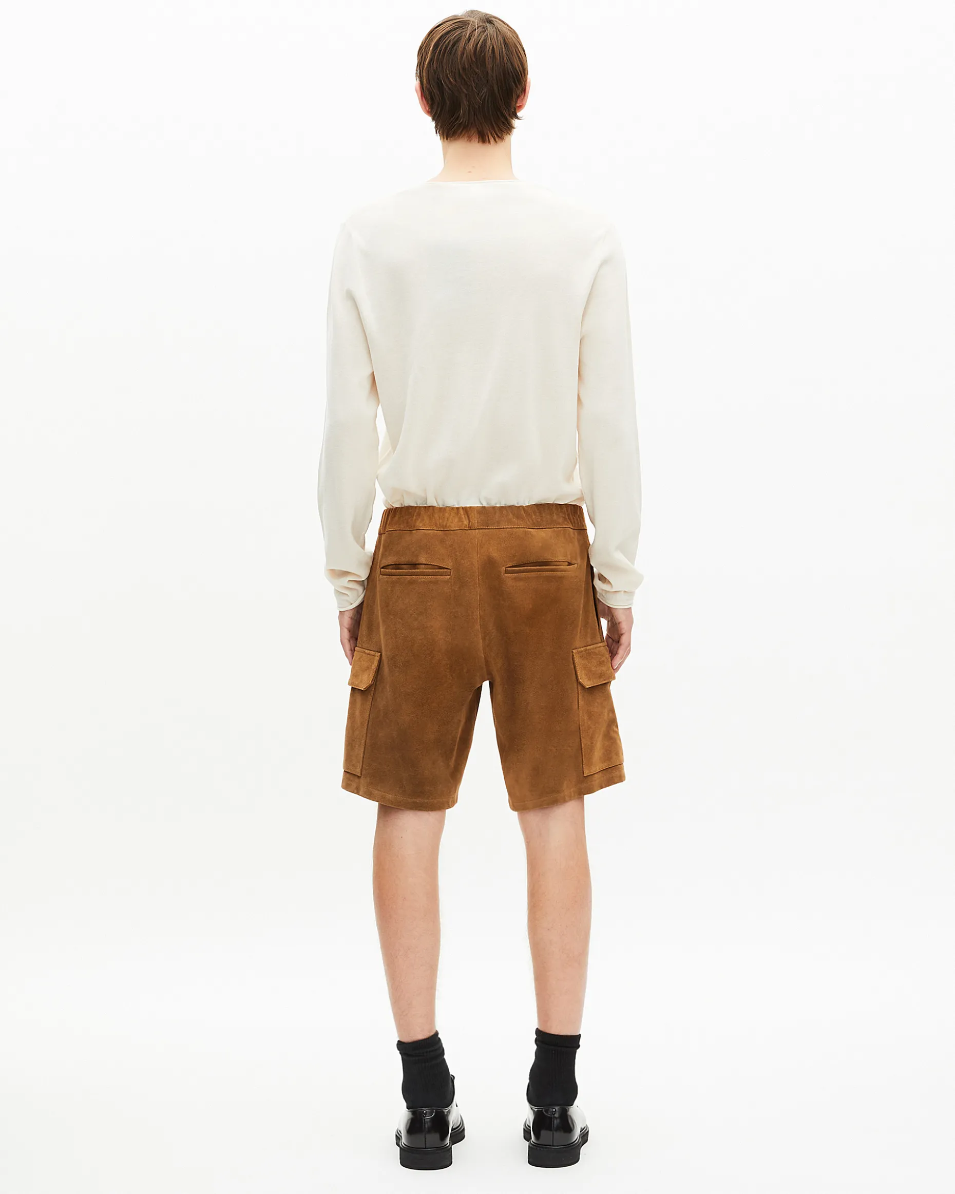 Short en suède camel