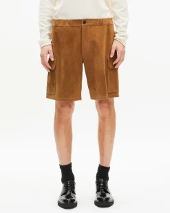 Short en suède camel