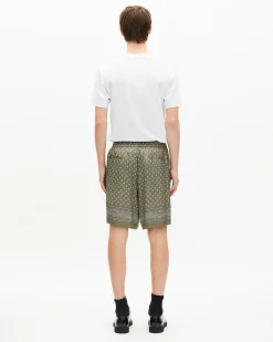 Short imprimé bandana kaki