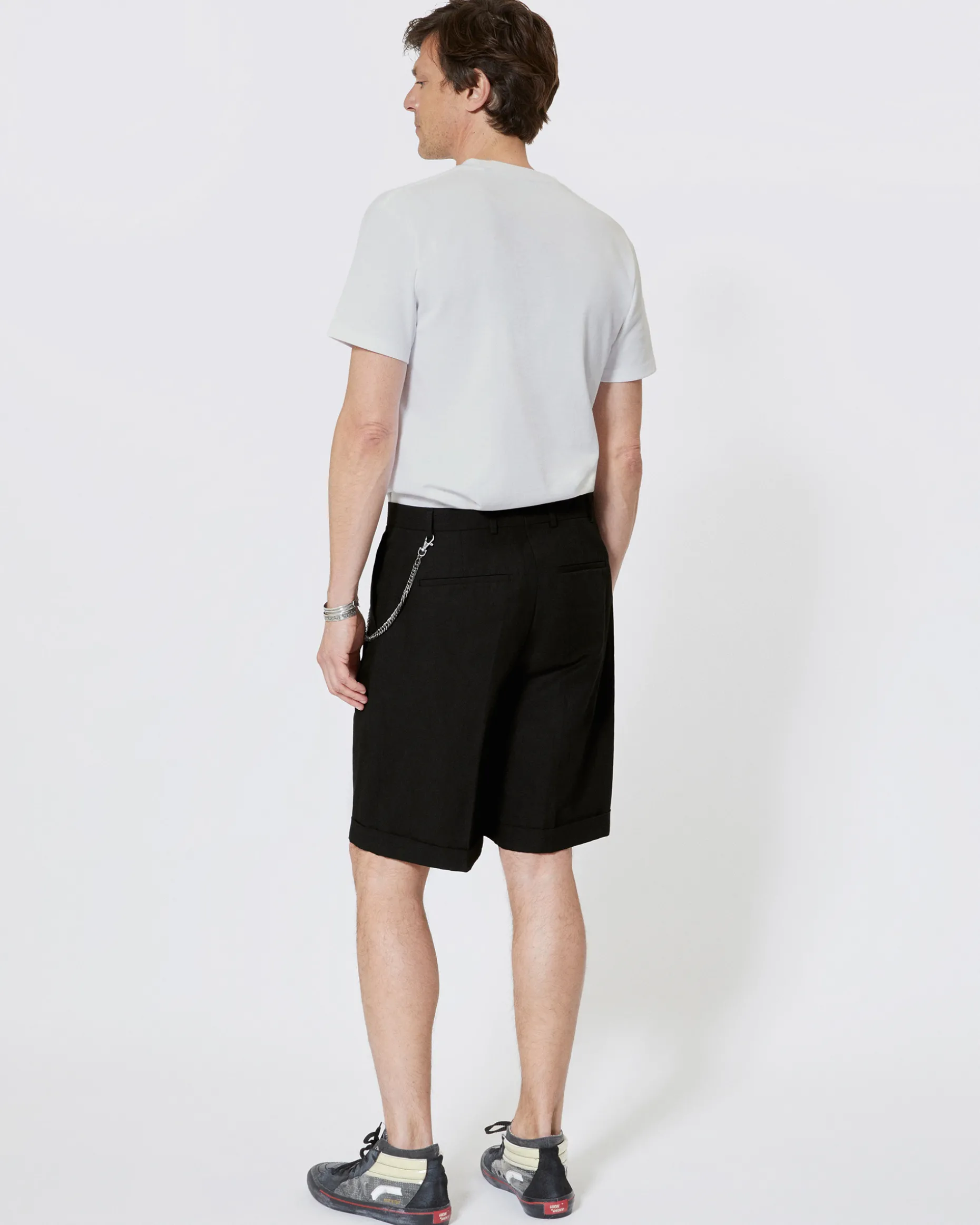 Short à pinces avec chaîne noir