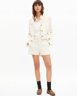 Short tailleur en tweed écru