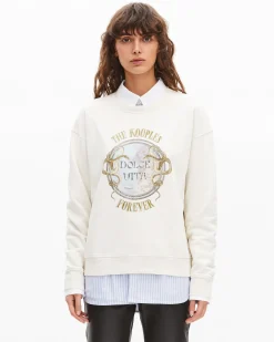 Sweatshirt avec sérigraphie beige
