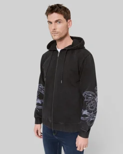 Sweatshirt à capuche avec broderies noir