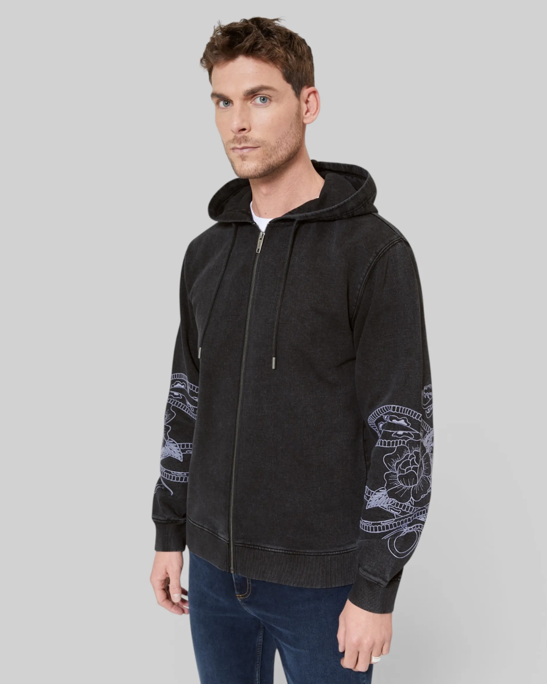 Sweatshirt à capuche avec broderies noir