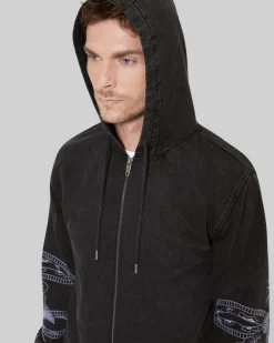 Sweatshirt à capuche avec broderies noir