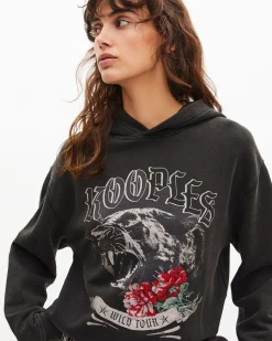 Sweatshirt à capuche avec sérigraphie noir