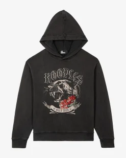 Sweatshirt à capuche avec sérigraphie noir