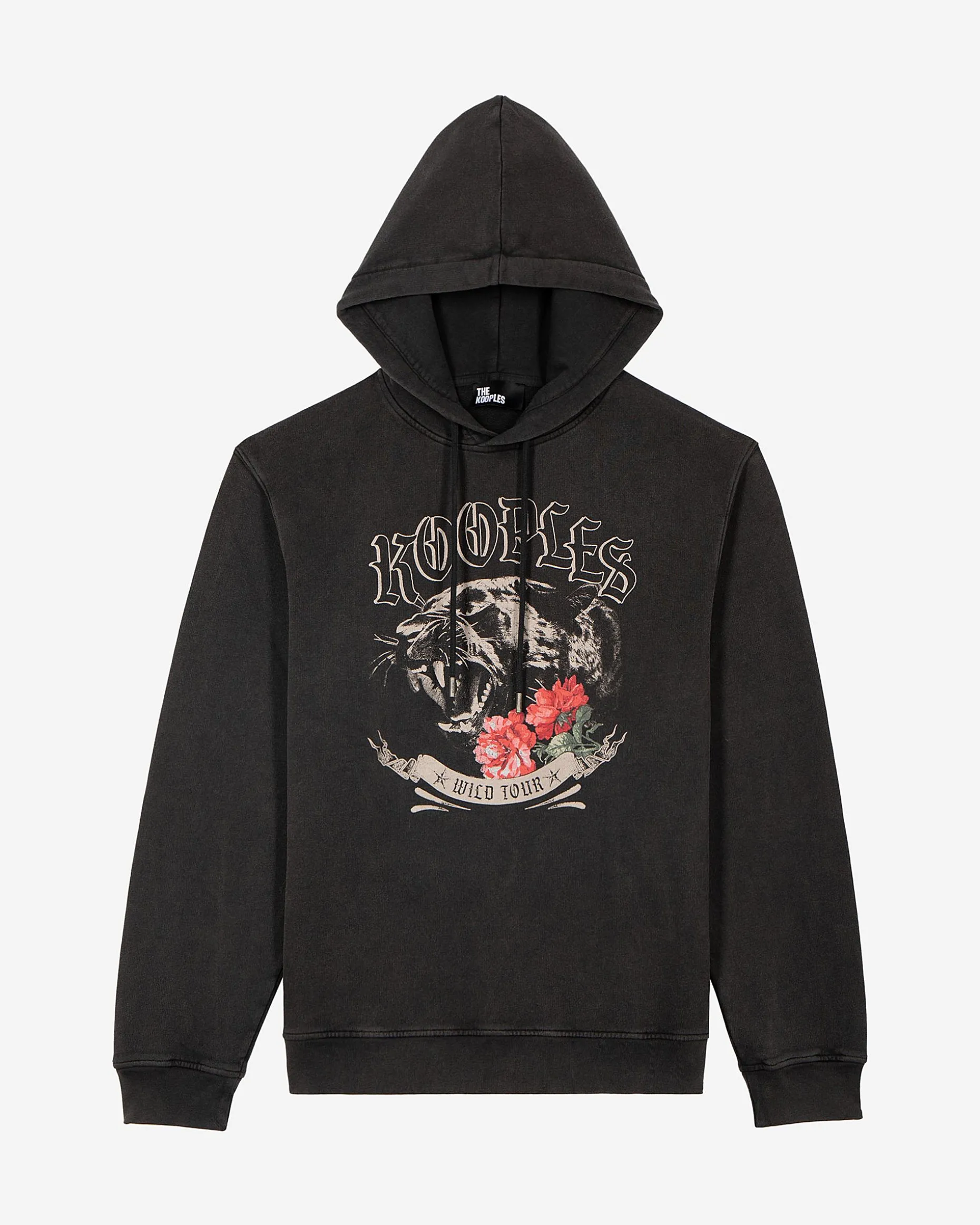 Sweatshirt à capuche avec sérigraphie Panthère noir