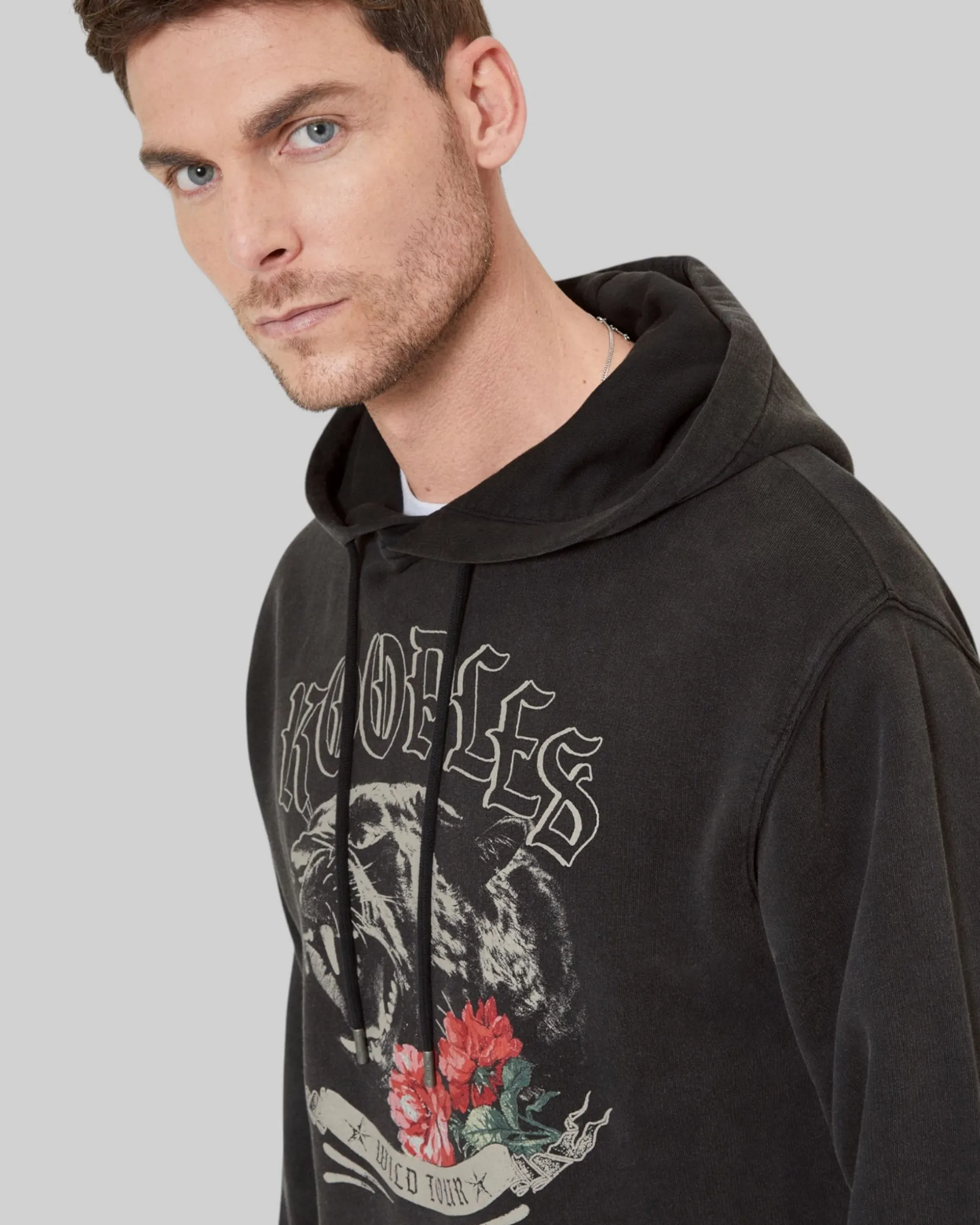 Sweatshirt à capuche avec sérigraphie Panthère noir