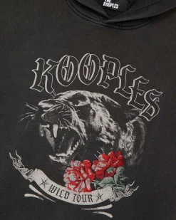 Sweatshirt à capuche avec sérigraphie Panthère noir