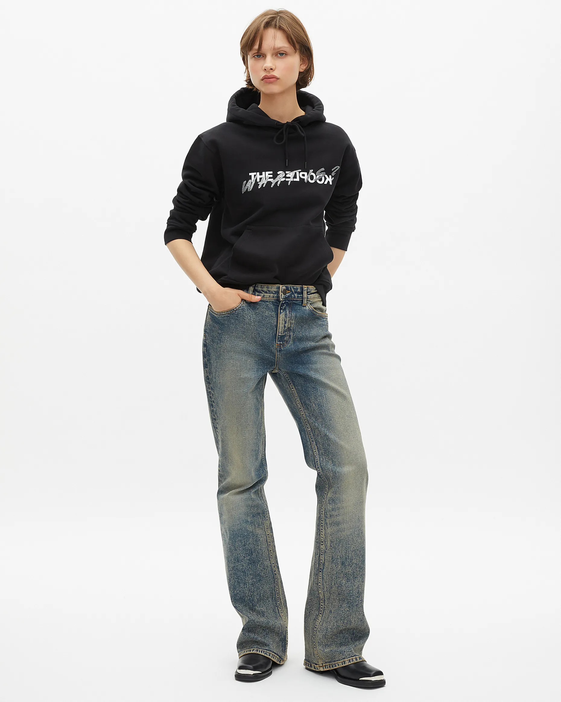 Sweatshirt à capuche What Is avec strass noir