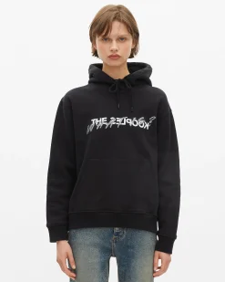 Sweatshirt à capuche What Is avec strass noir