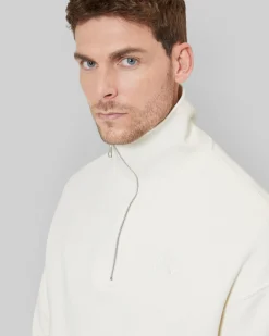 Sweatshirt col camionneur beige