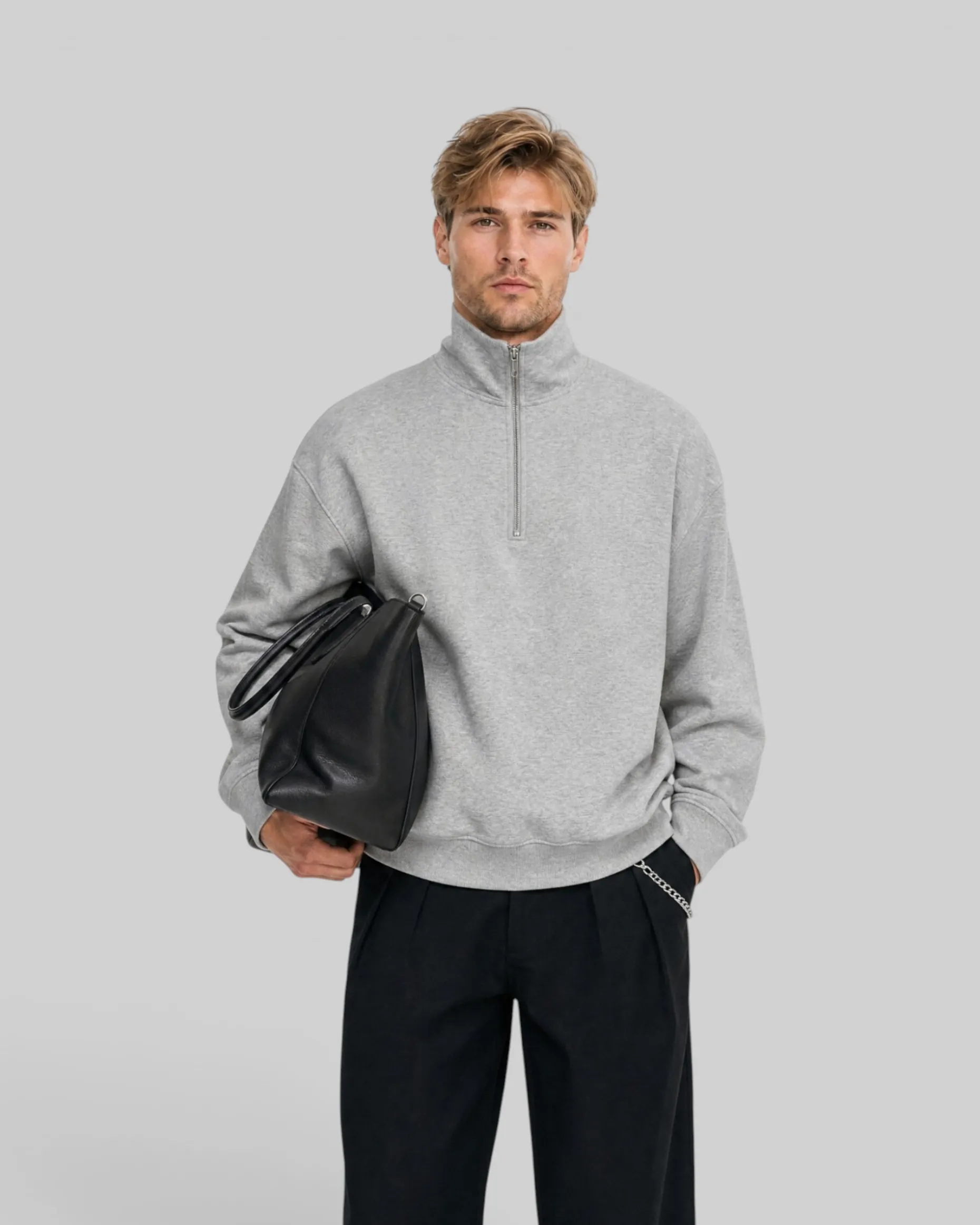 Sweatshirt col camionneur gris
