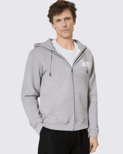 Sweatshirt zippé avec sérigraphie noir