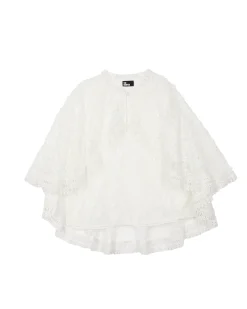 Top avec cape en dentelle écru