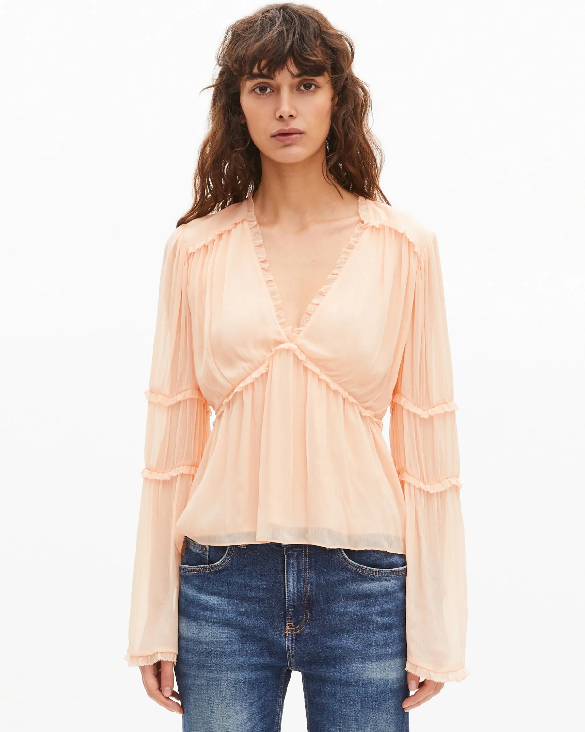 Top avec volants pêche