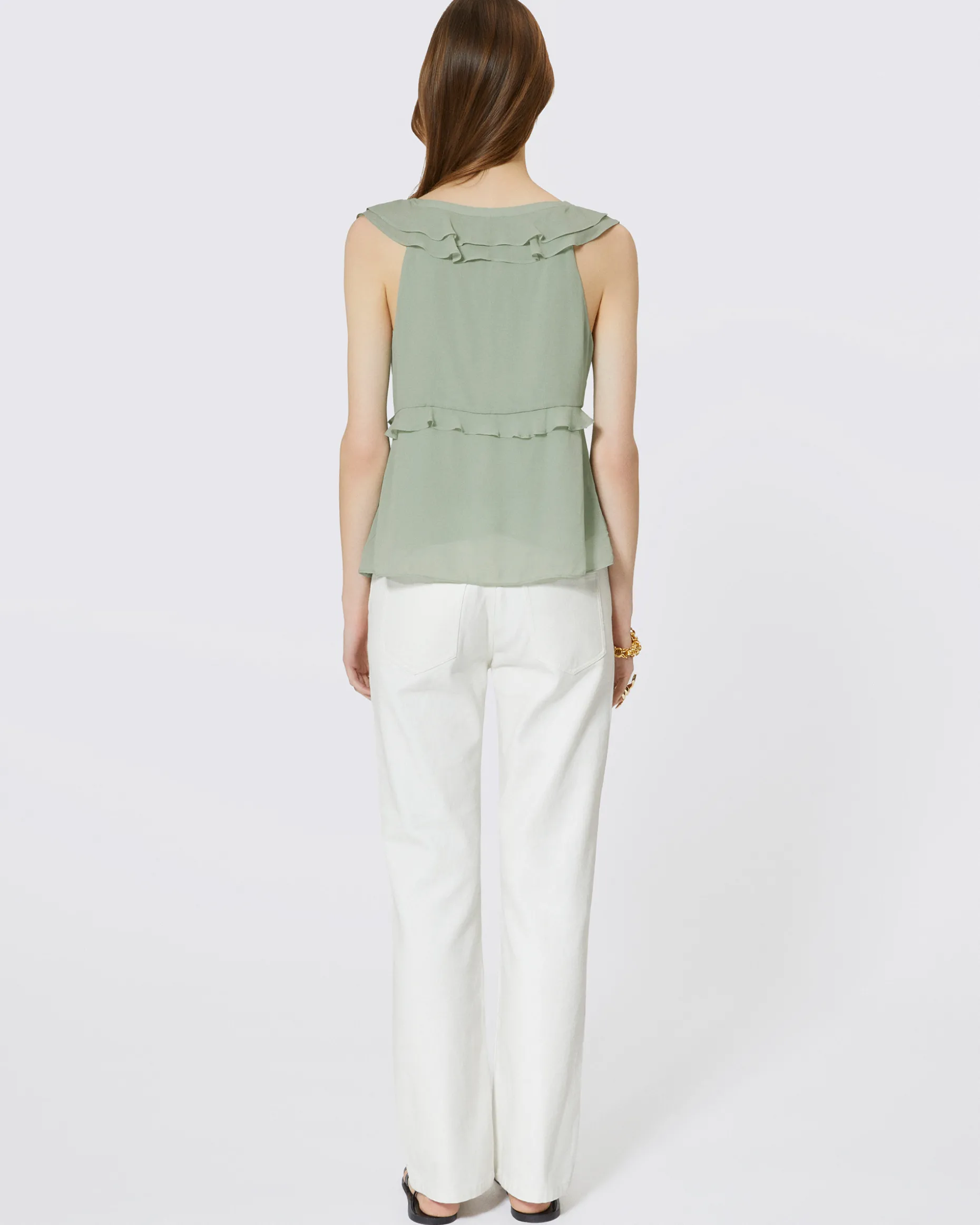 Top avec volants vert