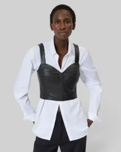 Top bustier en cuir noir