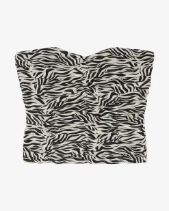 Top bustier à fronces imprimé zèbre