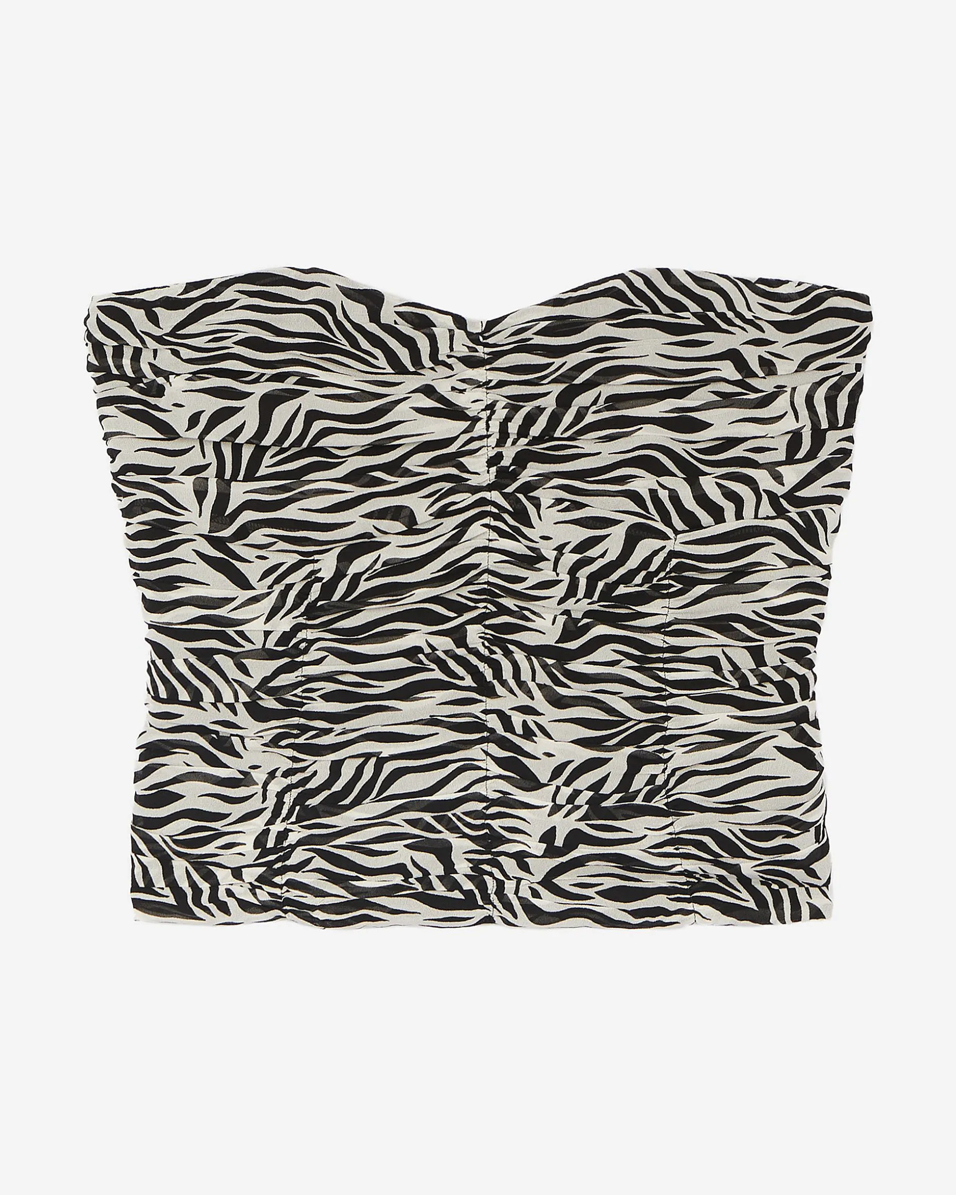Top bustier à fronces imprimé zèbre