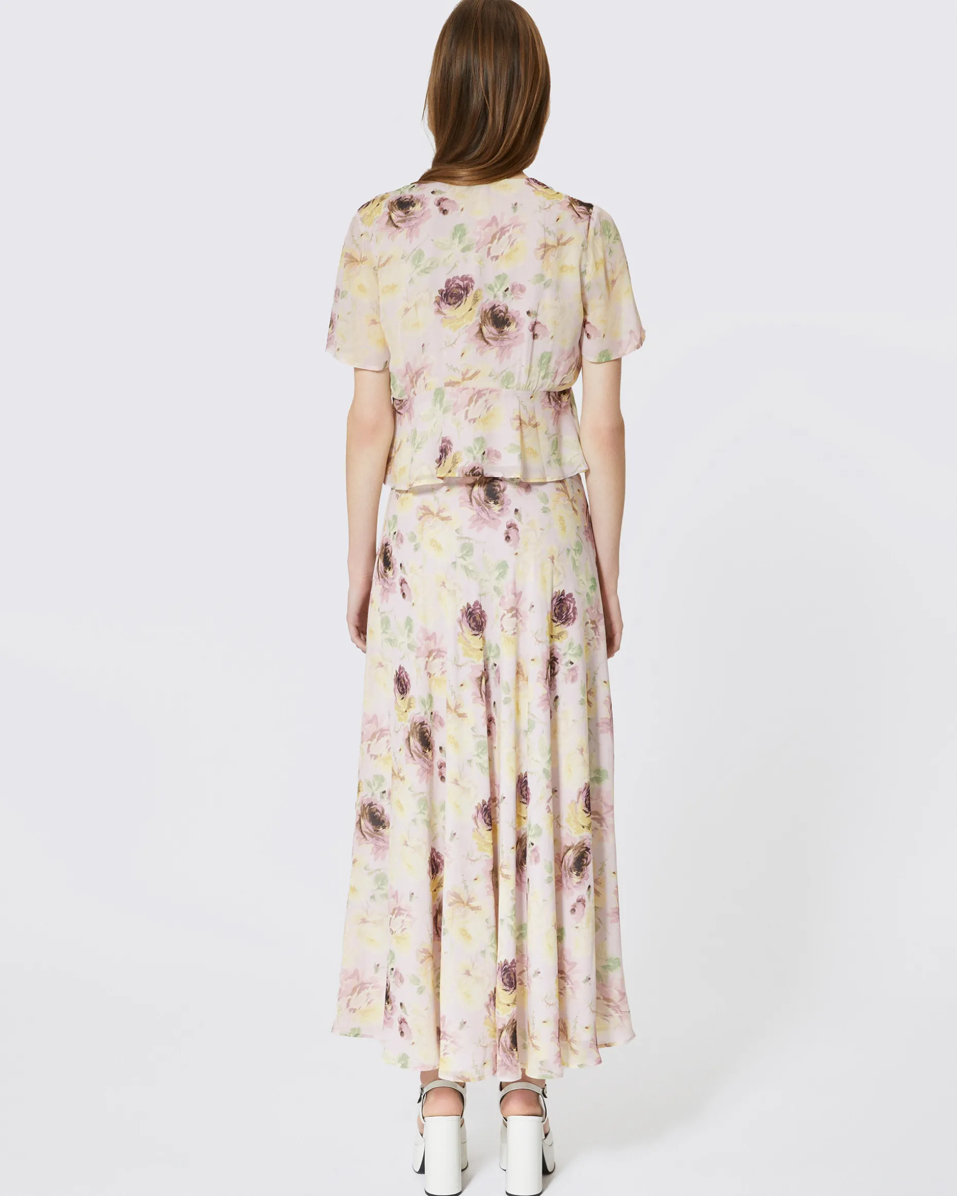 Top détails boutons imprimé fleuri